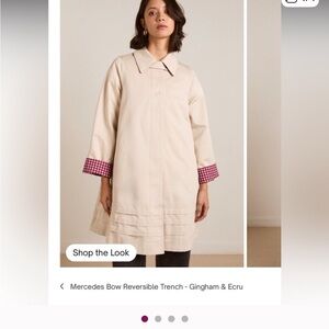 Damson Madder Mercedes Bow Reversible Trench Coat - Cream/Red Gingnam